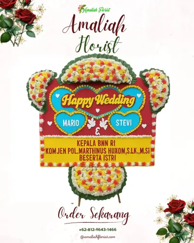 Karangan Papan Bunga Pernikahan di Kalilembu